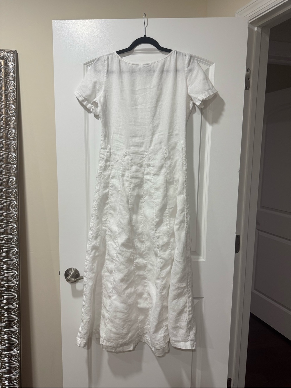 Aspesi White Short-Sleeve Linen Midi Dress - Picture 6 of 7
